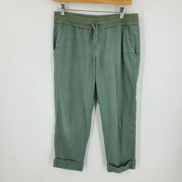 Lucy‎ Activewear Women's Linen Blend Crop Casual Pants Green Size XS - Picture 1 of 11